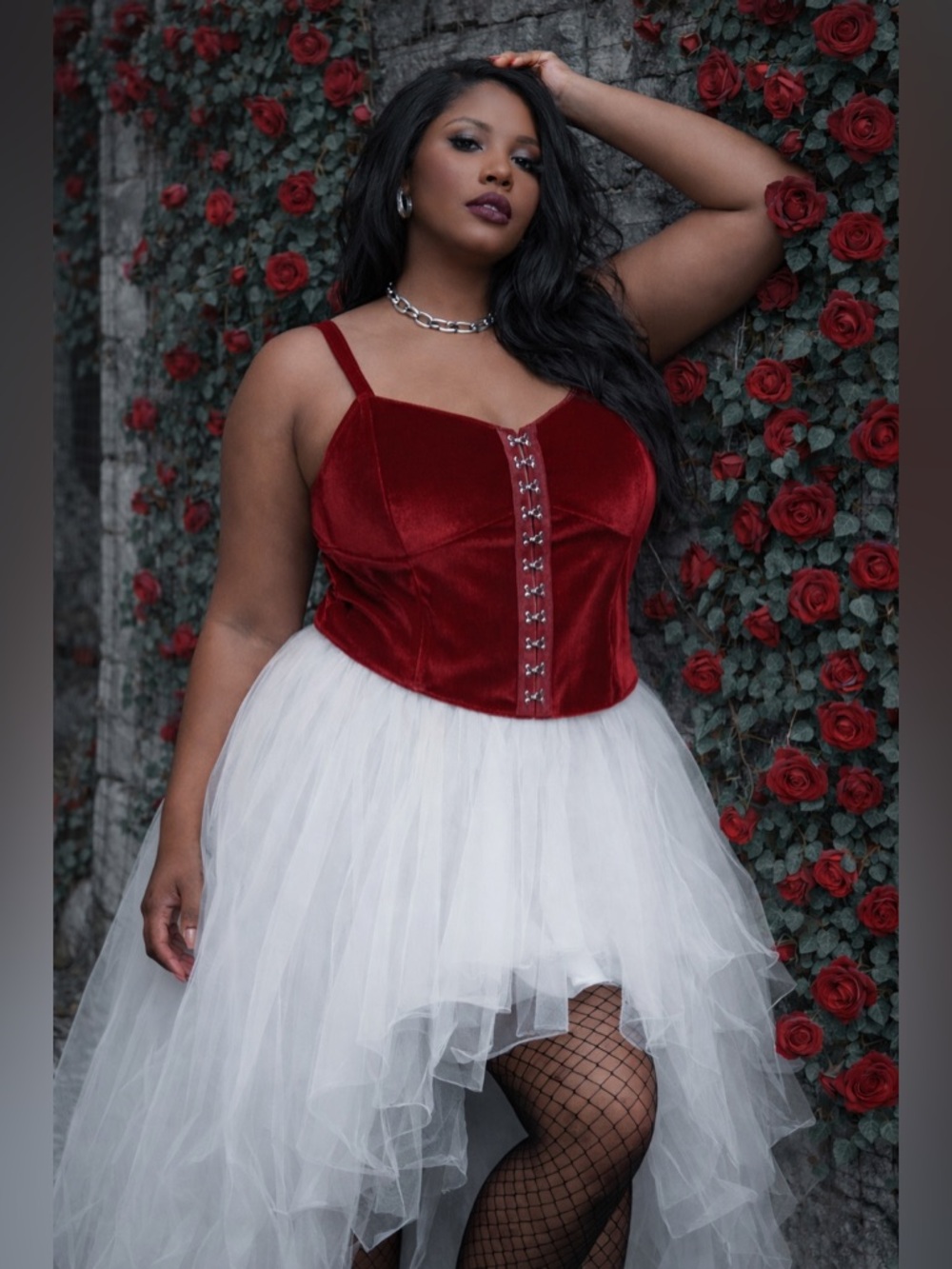 Torrid Nightfall Gothic Red Velvet Hook & Eye Cami Tanktop, Large, NWT! - Picture 4 of 16